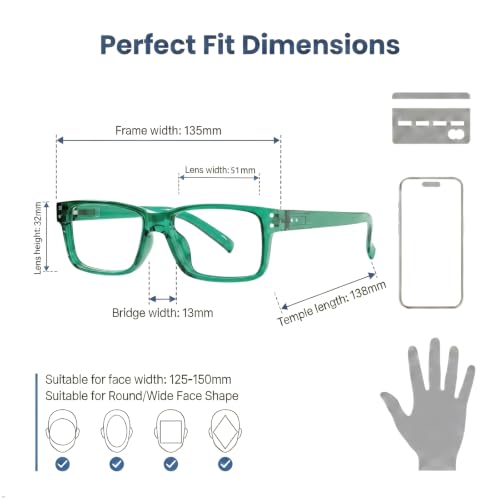 Image of Eyekepper Blue Light Reading Glasses Men Women 1.5, Green 2 Pack