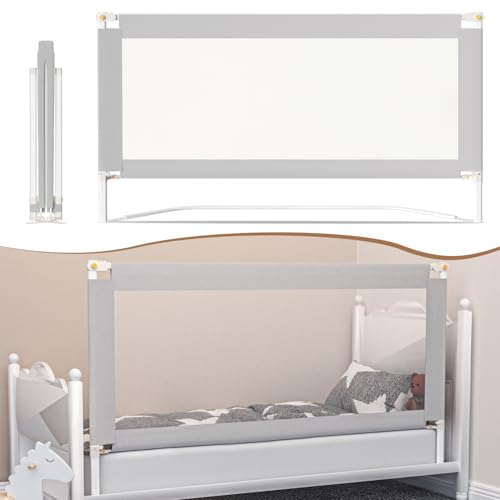 Eulenke Bettgitter Klappbar 150 cm, Bettgitter Rausfallschutz, Bettschutzgitter für Kinder Höhenverstellbar 68-95cm, einfache Montage Babybettgitter Kinderbettgitter