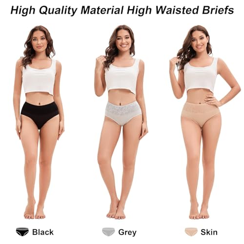 Women's Cotton Underwear High Waist Women's Briefs Tummy Control Panties Jacquard Ladies Panty Multipack2