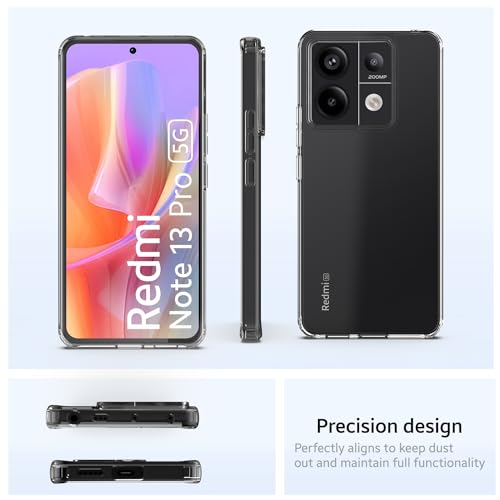 Image of KAPAVER Hybrid Crystal Clear Back Cover Case for Redmi Note 13 Pro | Protective Shockproof Hard PC Soft Flexible TPU Cover