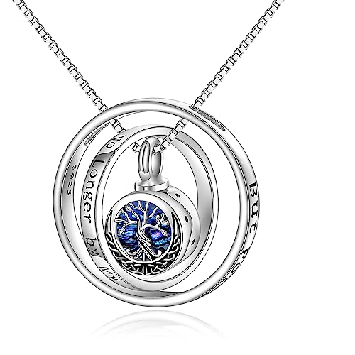 ONEFINITY Tree of Life Urn Necklaces for Ashes 925 Sterling Silver Tree of Life Crystal Cremation Jewelry for Ashes Memory Jewelry for Women Men