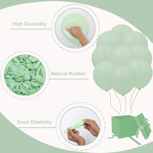 Pastel Green Balloons in different sizes 5 10 12 18inch-134pcs Pastel Green Balloons for Garland Arch，Baby Shower Graduation Wedding Anniversary Gender Reveal Birthday Party Decorations by Hoobalon - Used condition - Image 3