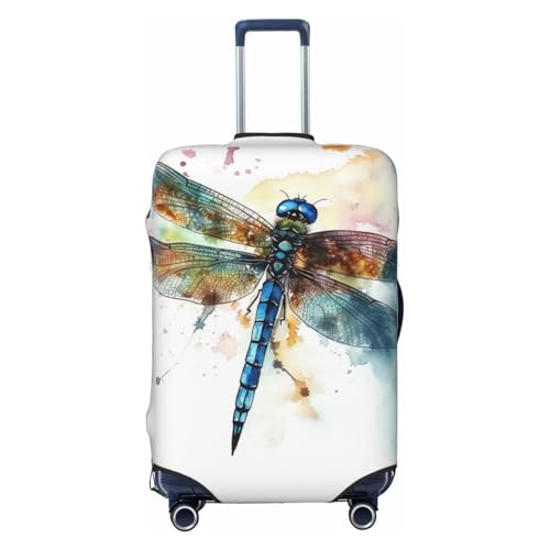 Elastic Travel Luggage Cover for Suitcase Tsa Approved Stretch Scratch-Resistant Suitcase Protector Cover Washable Watercolour Dragonfly Baggage Covers Fits 18-32 Inch Luggage Case