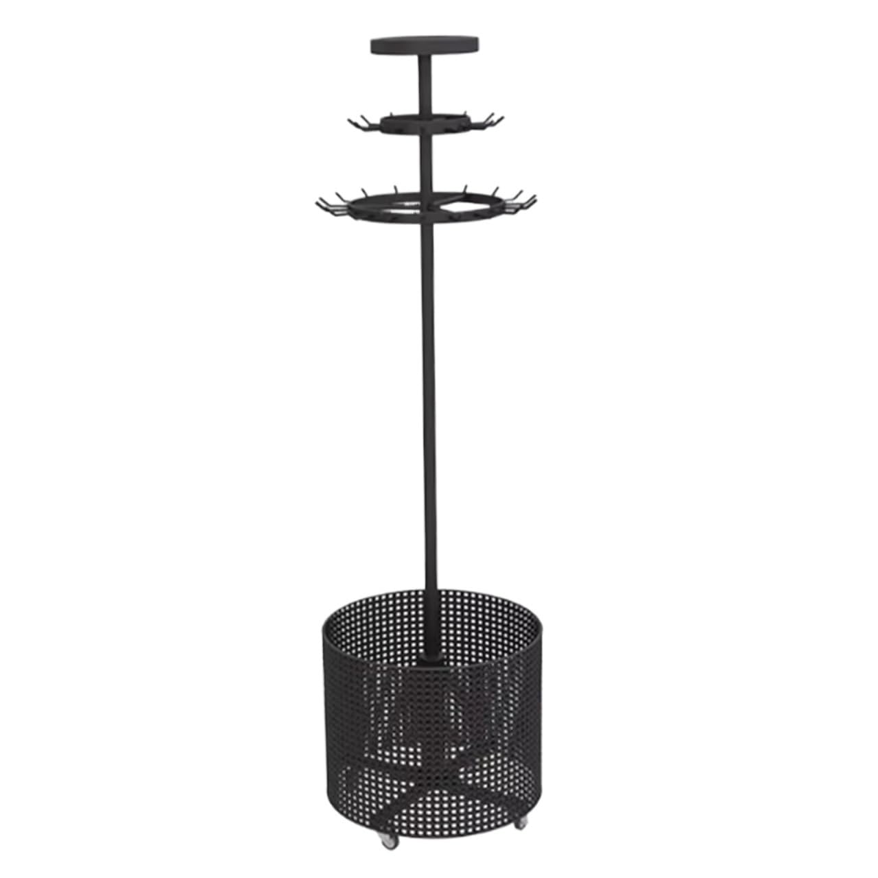 LJHFG63KUYT Clothes Rack Clothing Store Cylindrical Double-layer Belt Storage Display Rack Tie Floor Rotating Movable Display Stand(Black)