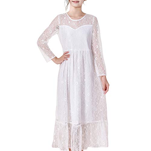 Sunny Fashion Girls Lace Long Sleeve Flower Girl Dress Holy Communion Size 7-14