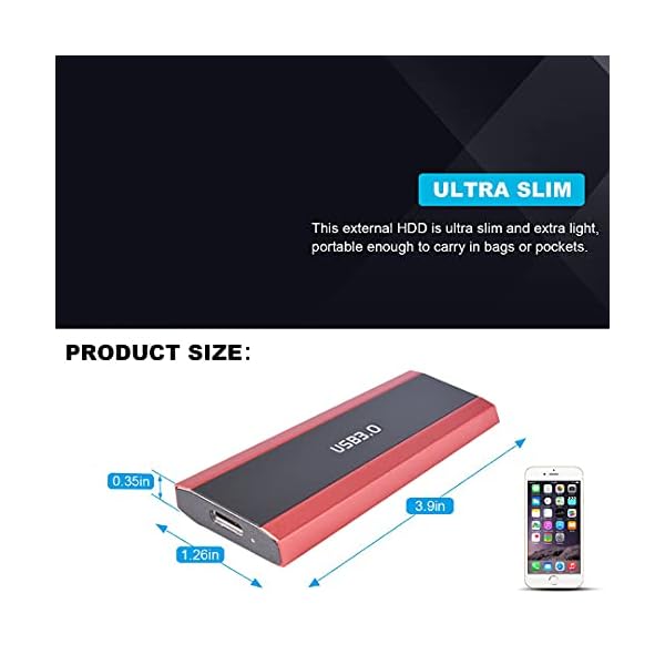 Externe Festplatte, 1 TB, 2 TB, tragbare Festplatte, externe schlanke Festplatte, Datenspeicher, kompatibel mit PC… – Bild 6