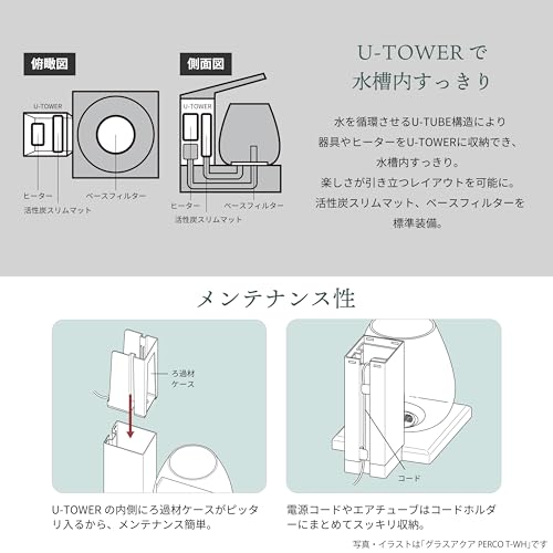 ジェックス GEX グラスアクア PERCO C-Charcoal Black オールインワン水槽 の商品画像 6