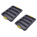 BESPORTBLE Silikon Backform 4 Stück Baguette Backblech mit Griffen Antihaftbeschichtet Energiesparend Backform für Brot und Kuchen Küchen und Restaurant Einsatz