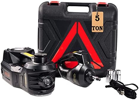 Mautyke Hydraulic Car Jack Kit - 5 Ton Vehicle Car Lift with Integrated Air Pump and Impact Wrench 5 in 1 Truck Trailer Floor Jack Stand Emergency First Aid Tire Repair Tool Kit