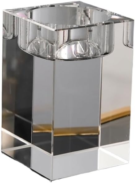 Home Decoration Candle Holder Solid Crystal Transparent Square Pillar Candle Holder Wedding Decoration(10CM)