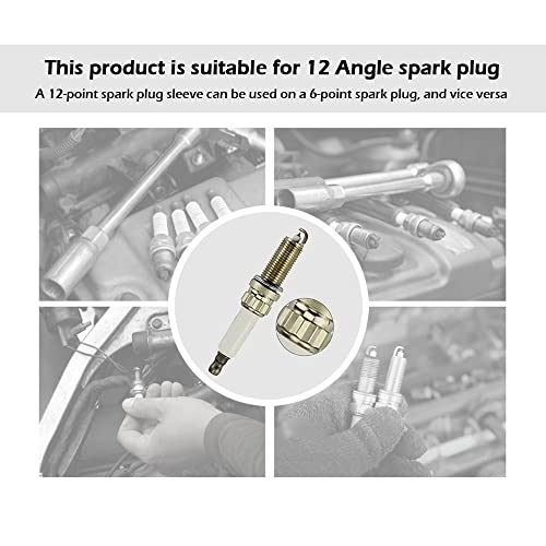 Image of 14mm Spark Plug Socket Thin Wall 12 Points 3 /8 inch Drive Spark Plug Removal Tool,CRV Steel Spark Plug Tool with Leaf Spring Design Compatible with BMW Nissan Mini Infiniti (14mm)