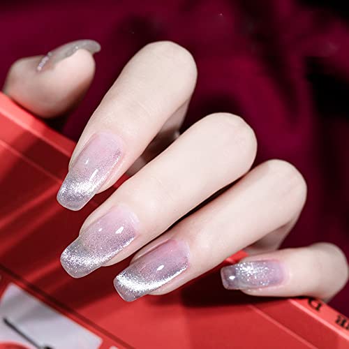 image for Wenida Nail Polish Cat Eye Holographic Glitter Sliver Magnetic Gel Pol