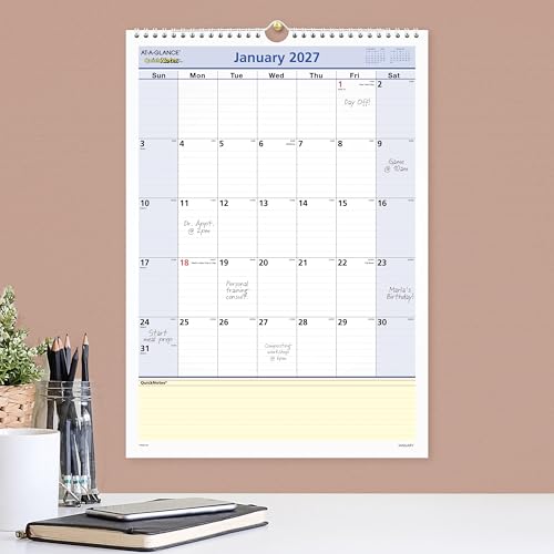 Image of AT-A-GLANCE 2027 Wall Calendar, Monthly, 12 inch x 17 inch Planner, QuickNotes (PM522827)