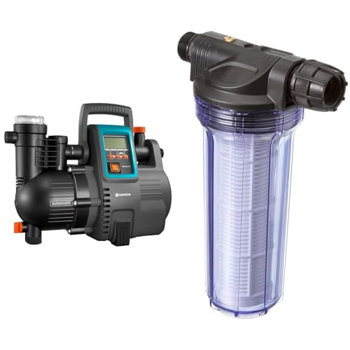 Gardena Comfort Hauswasserautomat 5000/5E LCD & 01730-20 Pumpen-Vorfilter 180 mm x 33,25 mm (1) AG, 30,3 mm (1) IG Kunststoff, Standard, bis zu 6000 l/h