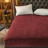 GREATOYAR Sábana Bajera Coralina, Sábana Bajera Ajustables, Sábana Bajera Cama, Sábana Bajera Suave, Ropa de Cama, Protector de Colchón, 100% Polyester, Cama 135x195cm+30cm, Vino