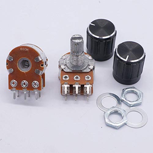 Taiss 5Pcs Potentiometers 10K Ohm,Volume Control Potentiometer,6 Pins Split Shaft Rotary Linear Dual Taper Audio B Type Potentiometer With 5Pcs Knob #TOP4