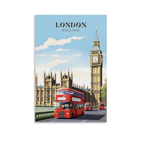 ouweri Affiche de Voyage Vintage Londres Angleterre Impression Esthétique Art Mural Moderne Toile Décoration Chambre 30x45cm