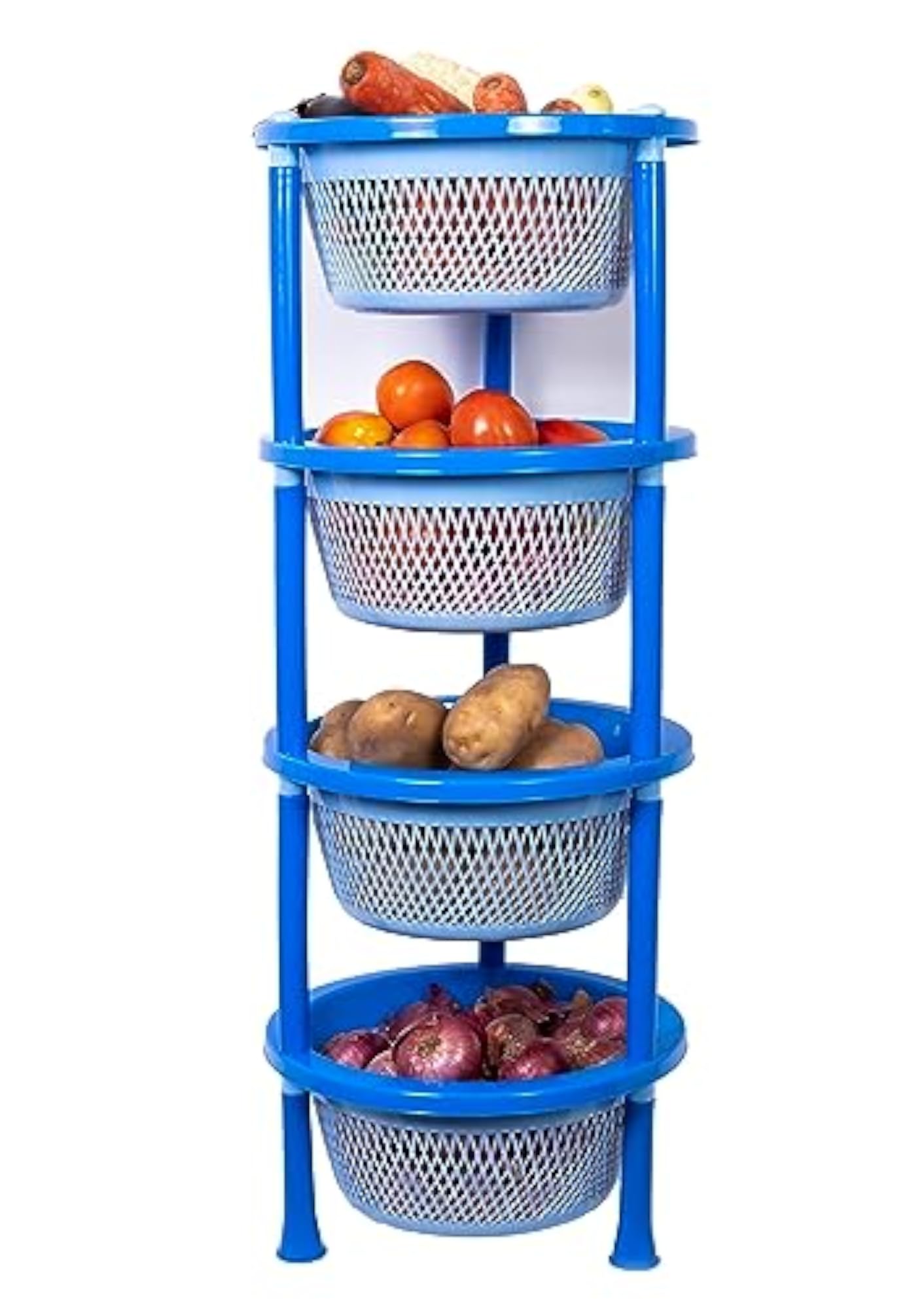 4-Tier Virgin Plastic Vegetable Storage Rack, Kitchen Organizer