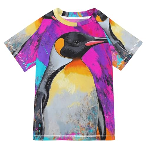 Boy Swimsuit Emperor Penguin Colorful Sunscreen T-Shirts Swimwear Sets UPF 50+