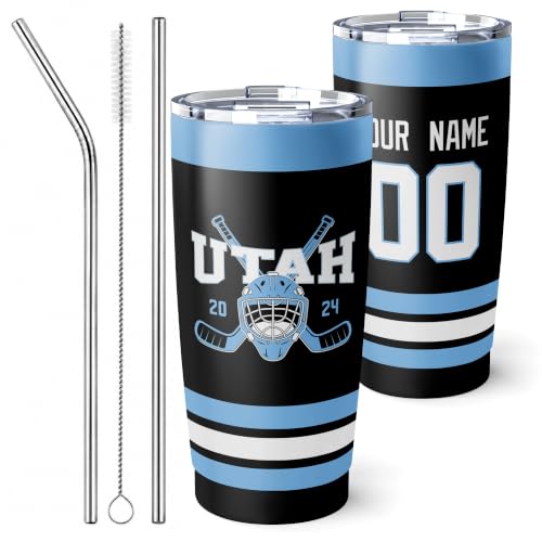 Image of ANTKING Utah Tumbler 20oz Custom Name Number Travel Mug Gifts | Stainless Steel Insulated Coffee Cup for Men Women