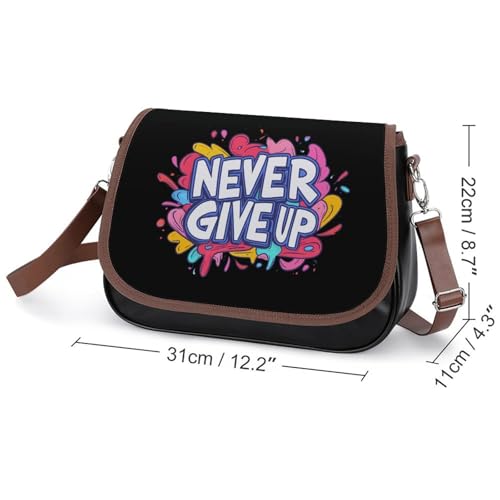 Never Ever Give Up Women's Crossbody Bags Leather Messenger Handbag Small Shoulder Bag Purse2
