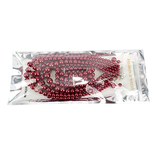 Kosmos-Li Multi Layer Pearl Strand Necklace Bracelet And Earring Imitate Burgundy Pearl Jewelry Set #TOP6