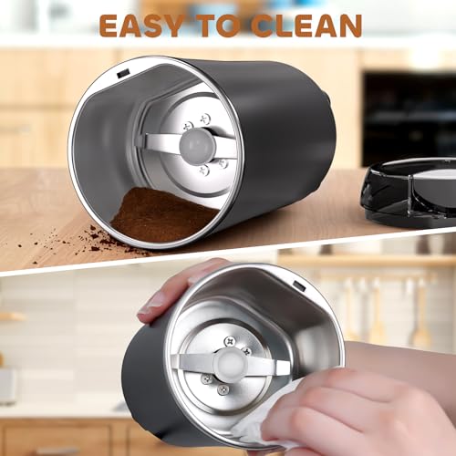 NWOUIIAY Kaffeemühle Elektrisch mit Edelstahlklingen, 300W Elektrische Kaffeemühle mit 75g Fassungsvermögen für Kaffeebohnen, Kräuter, Nüsse, Körner