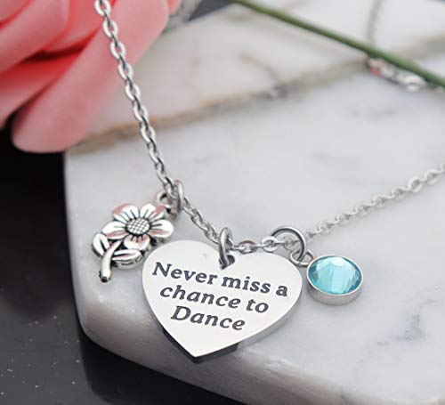 Eilygen Dancer Gift Dance Girl Necklace Never Miss A Chance To Dance Stainless Steel Necklace (Never Miss A Chance To Dance) #TOP3