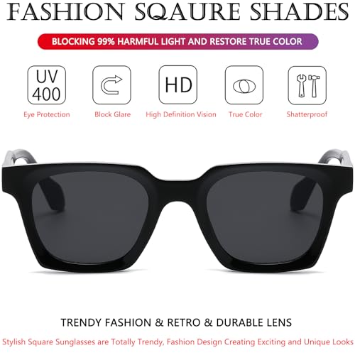 AIEYEZO Square Sunglasses for Men Women Trendy Retro Sun Glasses 90's Vintage Square Designer Shades4