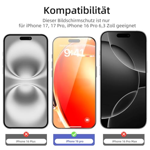 NEW'C Schutzfolie für iPhone 17/17 Pro/16 Pro für Panzerglas – Ansicht 2