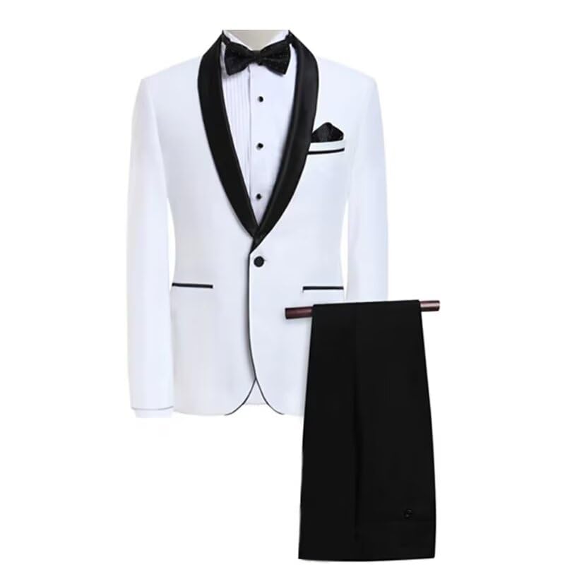 Shawl Lapel Tuxedo Men Suit 2 Piece Slim Fit Elegant Men Suits for Wedding Prom Shawl Lapel Suit Men