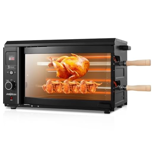 Electric Rotisserie Grill Indoor with Auto-Rotating Skewers, 31 QT Smoke-Free Rotisserie Oven with Timer for Brazilian Picanha BBQ, Churrasco, Black