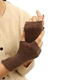 Prettystern Kaschmir Cashmere Pulswärmer Hand-Stulpen handgelenk-wärmer Damen Fingerlose Wirst Handschuhe Kaffee-Braun