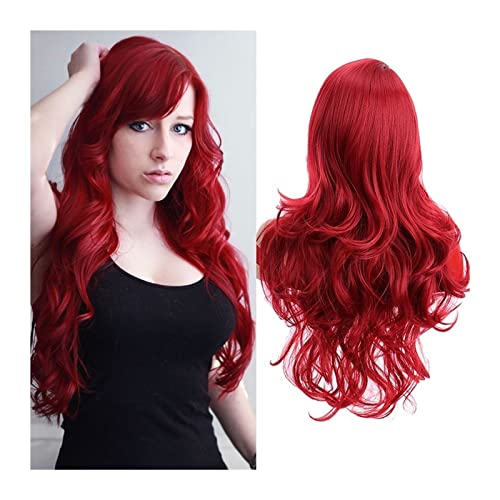 cfycfy987 Realistic Wigs Long Curly Wavy Red Wig for Women