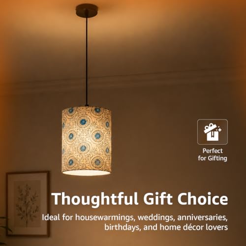 Image of Amazon Basics Pashan Bloom Pendant Lamp | Decorative Polyester Shade with E14 Holder | Pendant Light for Living Room, Dining Area, Bedroom & Home Decor