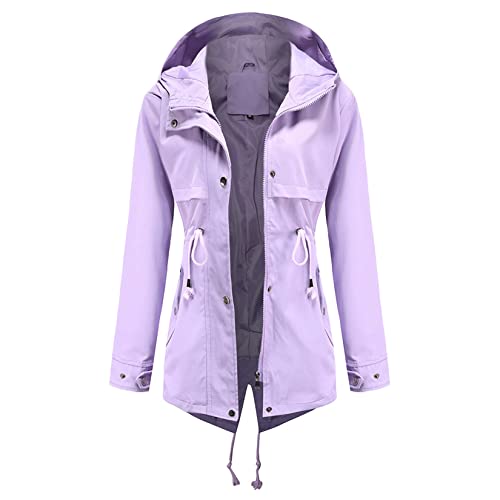 Doslavida Women's Rain Jacket Waterproof Hooded Windbreaker Lightweight Trench Coat Active Outdoor Raincoat With Hood #TOP1
