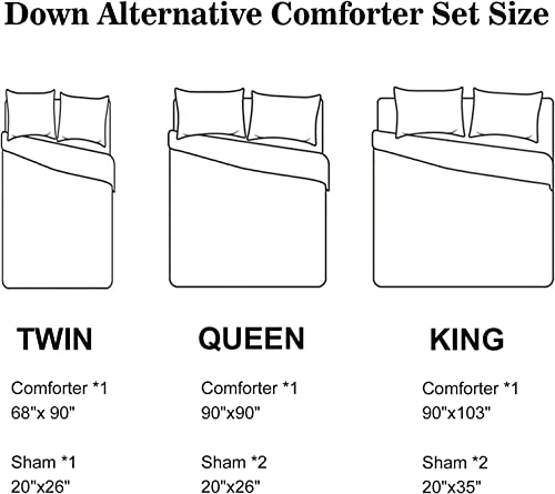 Shatex Queen Comforter Set(90"X90") - 3 Pieces Comforters Queen Size,Botanical Soft Polyester Bedding Sets Queen With Colorful Flower For All Season,1 Comforter&2 Pillow Shams(20" X 26") #TOP6