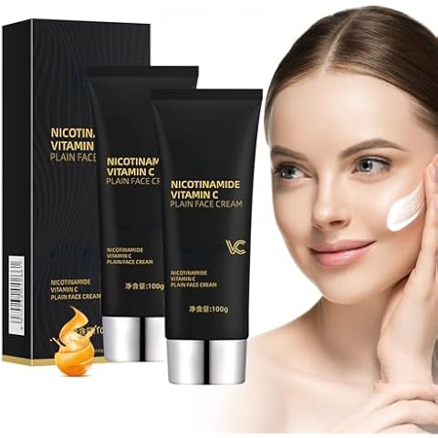 Wanban 2PCS Nicotinamide Vitamin C Plain Face Cream, Niacinamide Vitamin C Black Tube Skin Cream, Multifunctional Smooth Hydrating Niacinamide Makeup Cream, Five Vitamin C Moisturizing Cream Cover