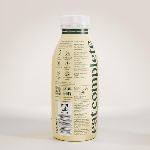 Saturo Trinkmahlzeit Vanilla | Astronautennahrung | 36 g Protein, zuckerfrei, 400 kcal | Trinknahrung Mit Wertvollen Nährstoffen | 6 x 400 ml