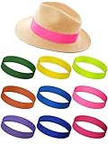 Yahenda 9 Pcs Stretchable Hat Band Ribbon Panama Western Cowboy Hat Bands Costume Headwear for Women Men(Cute Colors)