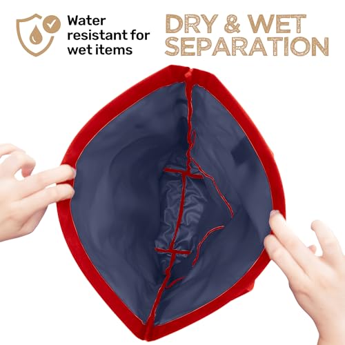 Image of Living in a Bubble Wet Dry Laundry Bag - Portable Waterproof Laundry Hamper for RV, Campervan & Travel - Foldable Clothes Organizer with Separate Wet & Dry Compartments