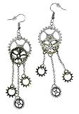 Steampunk Clock Wheel Gear Earrings made for sensitive ears - Mixed-Tone Retro Clock Gear Earrings -