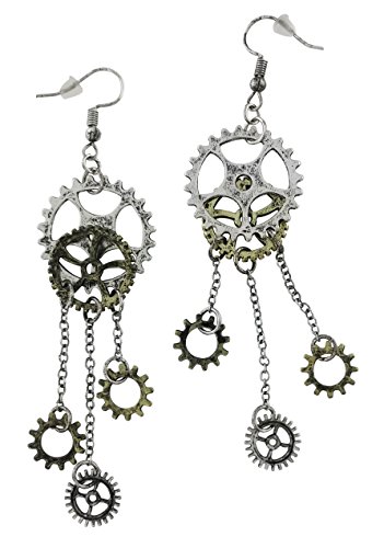 Steampunk Clock Wheel Gear Earrings Made For Sensitive Ears - Mixed-Tone Retro Clock Gear Earrings - Gothic Victorian Or Punk Style For Woman Or Teens #TOP3