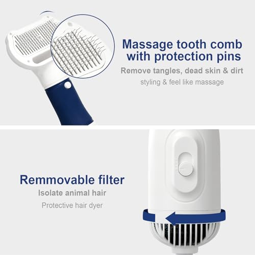 3-in-1 Dog Hair Dryer with Slicker Brush for Small and Medium-Sized Dogs and Cats Pet Hair - image 3