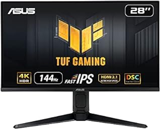 ASUS TUF VG28UQL1A HDMI 2.1 Gaming Monitor â 28-inch 4K UHD, IPS, 144 Hz, 1 ms, NVIDIA G-Sync compatible, AMD FreeSyncâ¢ Premium, DSC, ELMB Sync, DisplayHDRâ¢ 400, DCI-P3 90%