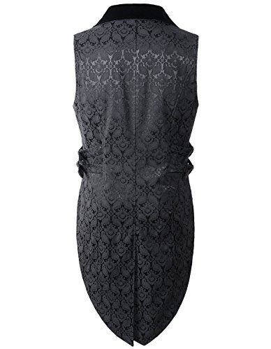 Mens Vest Waistcoat Tailcoat Black Velvet Gothic Steampunk2