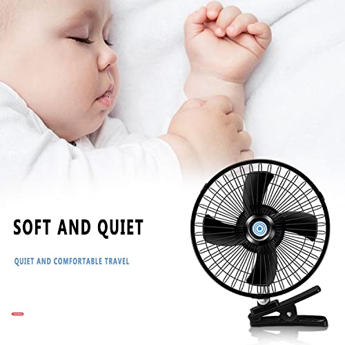 8''Car Fan With Cigarette Lighter Plug,12V Powerful Clip Car Fan 2-Speed Switch 20W Rv Cooling Fan 180° Auto Rotatable For Golf Cart,Auto,Camper,Truck And Buses #TOP4