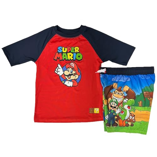 Isaac Morris Limited Super Mario Boys Swim Trunks & Rashguard Set
