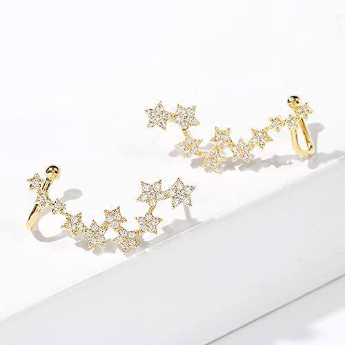 Vercret Gold Earrings Cuff For Women - Cz Earrings For Girls, Ear Cuff Gifts For Friend,Sister, Daily Wearing… (Pierced Ear Star) #TOP2