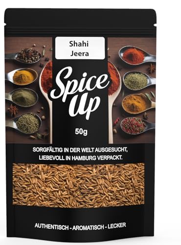 Spice Up Schwarzer Kreuzkümmel 50g – Black Cumin/Bunium Persicum/Kala Jeera/Shahi Jeera – Intensiv-aromatische Kreuzkümmelsamen für Currys, Reisgerichte & orientalische Küche – Ganz & kräftig